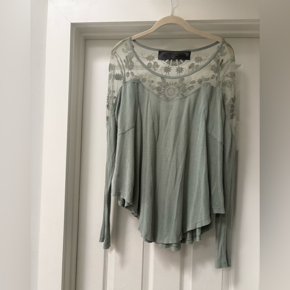 Elegant Floral Embroidered Blouse in Sage